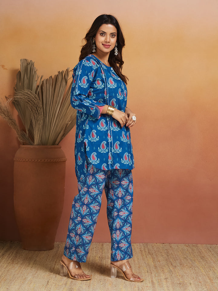Neelkamal Blue Printed Cotton Co-Ord Set