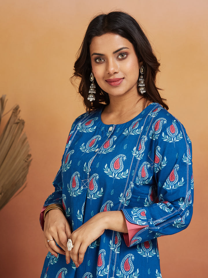Neelkamal Blue Printed Cotton Co-Ord Set