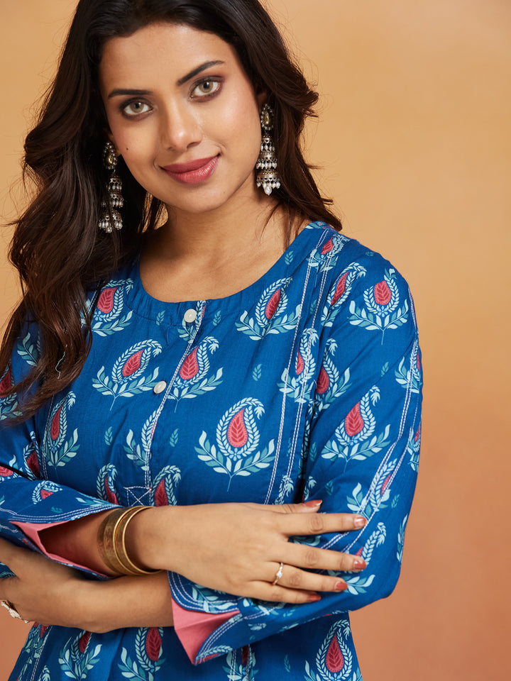 Neelkamal Blue Printed Cotton Co-Ord Set