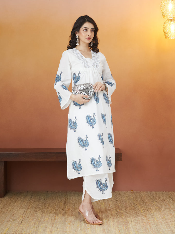 "Morni Elegance" Cotton Block Print Kurti Set
