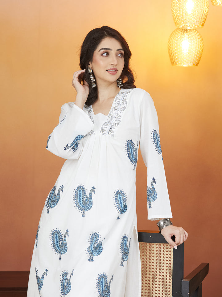 "Morni Elegance" Cotton Block Print Kurti Set
