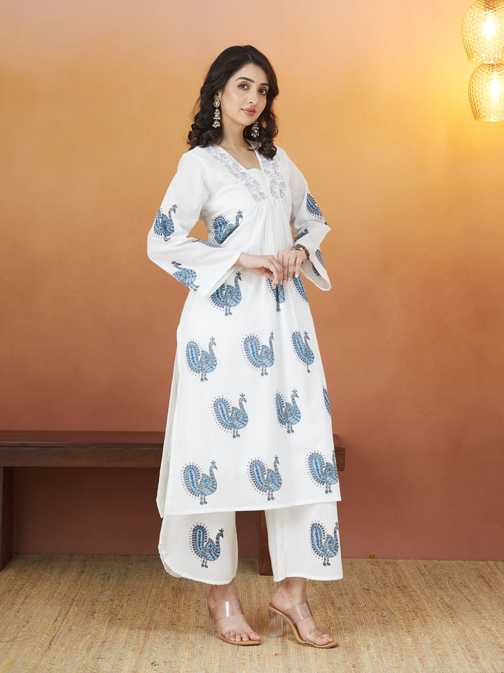 "Morni Elegance" Cotton Block Print Kurti Set