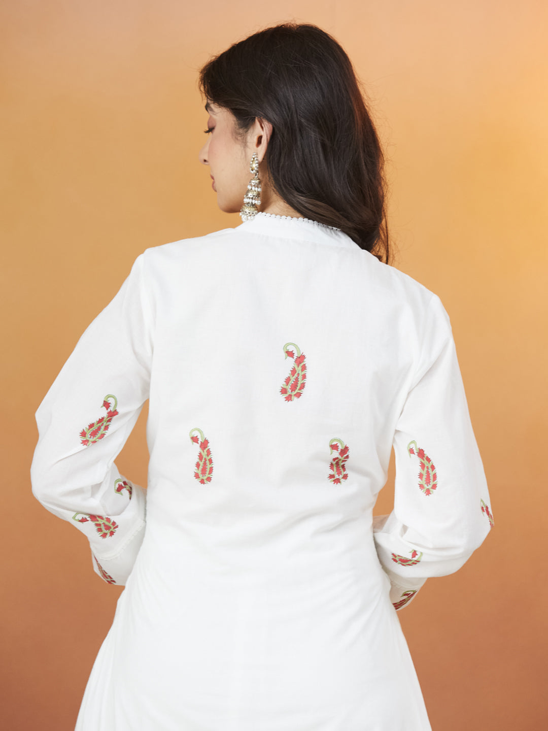 Gulnaar White Block Print Kurti Set
