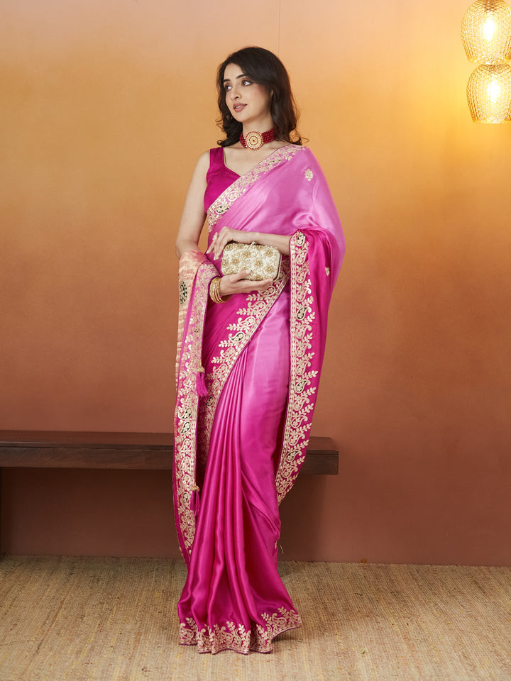 Silk Elegance Saree – Fuchsia Glow