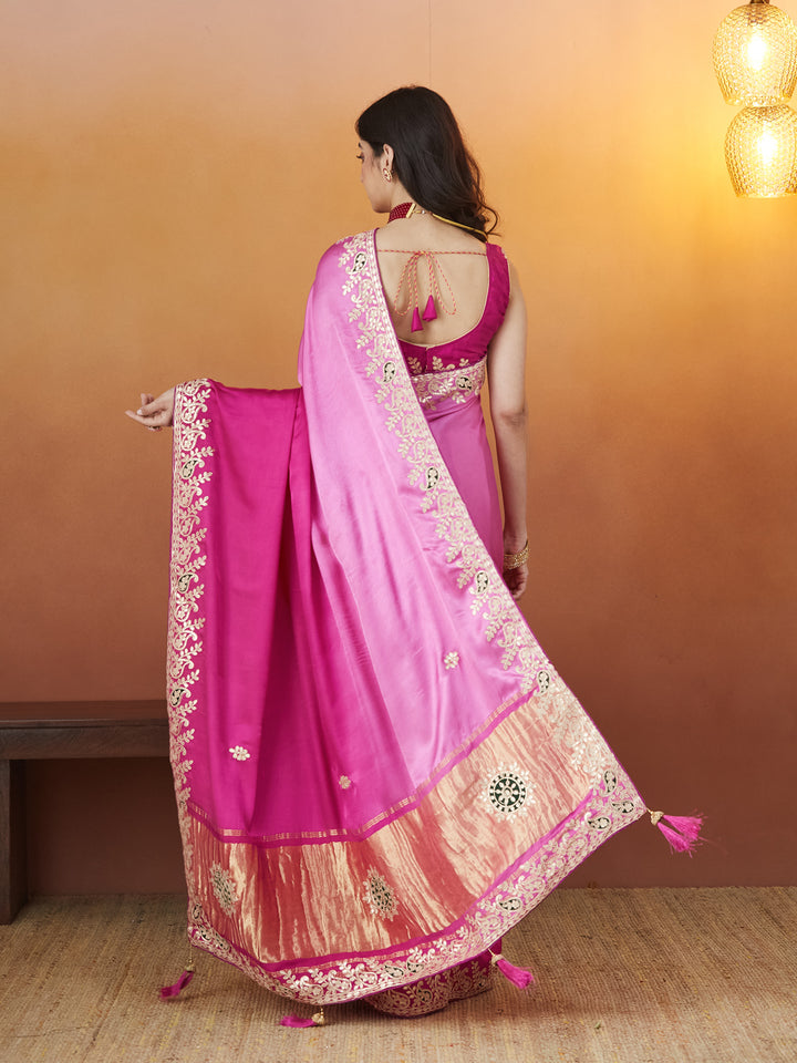 Silk Elegance Saree – Fuchsia Glow