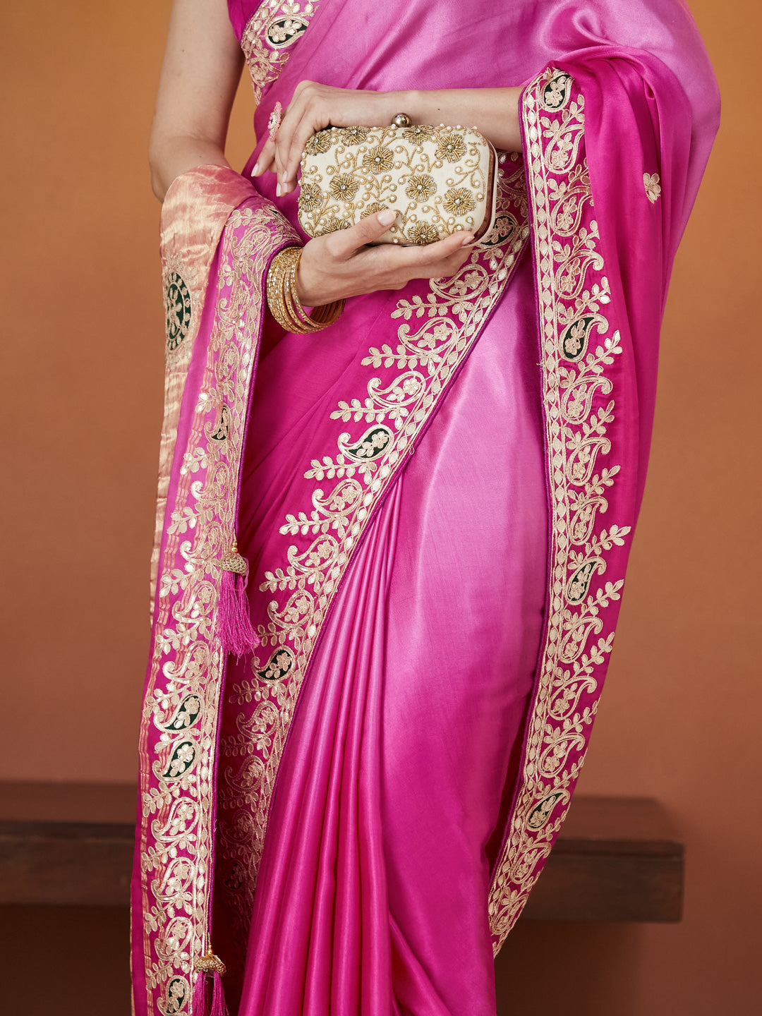 Silk Elegance Saree – Fuchsia Glow
