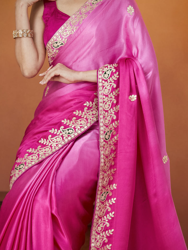 Silk Elegance Saree – Fuchsia Glow