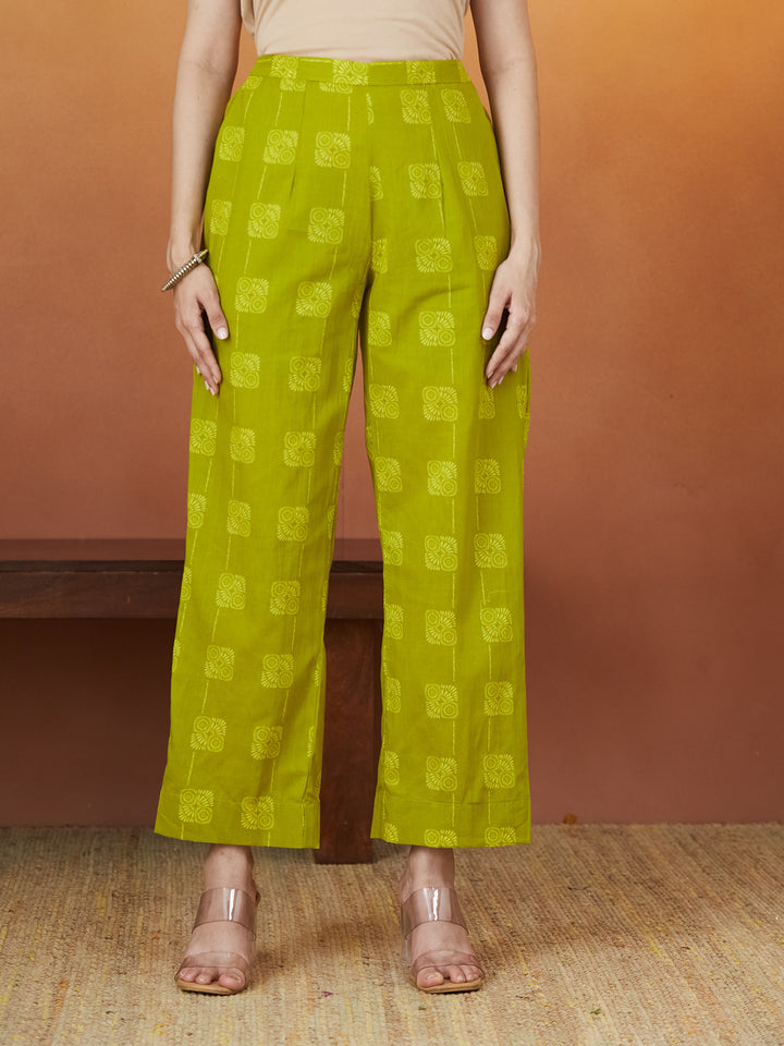 Veda Lime Heritage Coord Set – Lime Green with Medallion Motifs
