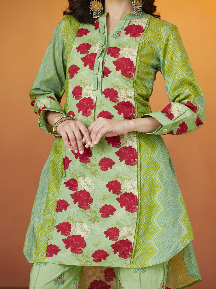 Mint Rose Garden Cotton Co-ord Set
