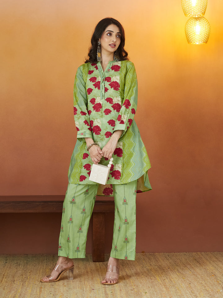 Mint Rose Garden Cotton Co-ord Set