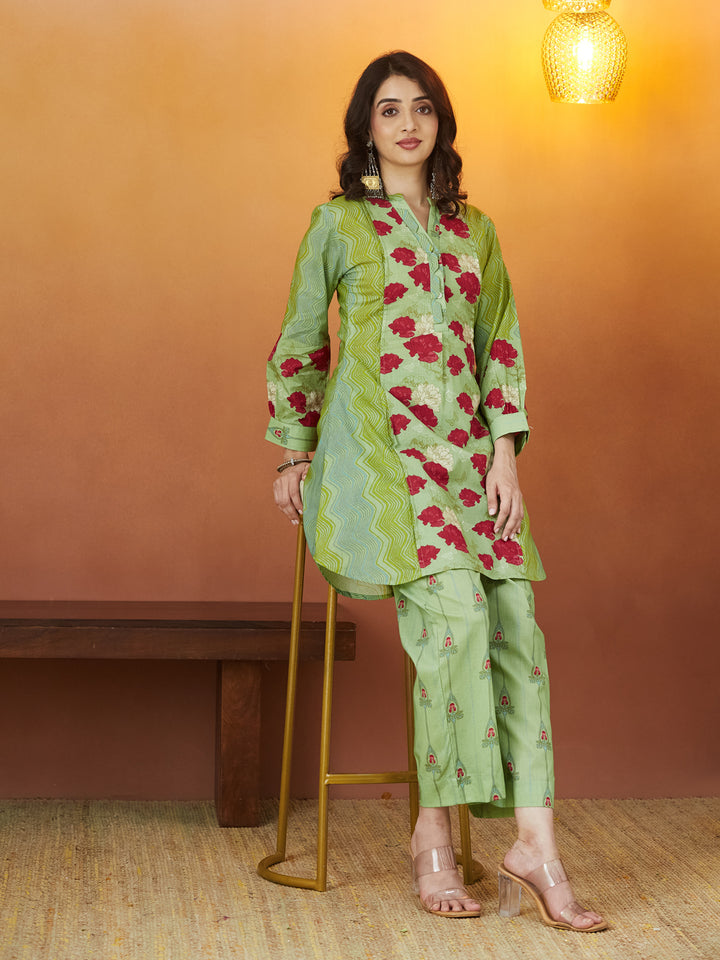 Mint Rose Garden Cotton Co-ord Set