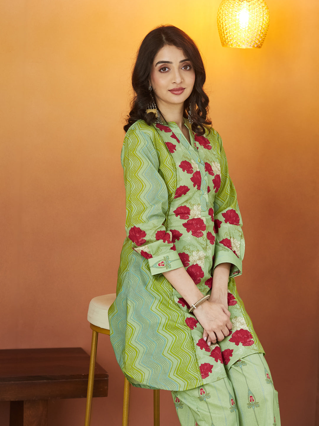 Mint Rose Garden Cotton Co-ord Set