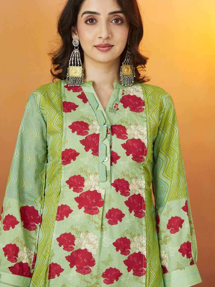 Mint Rose Garden Cotton Co-ord Set