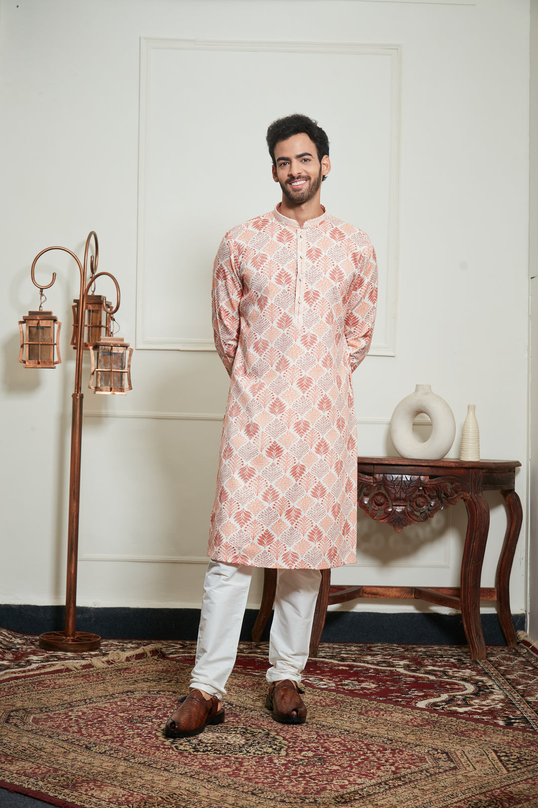 ORANGE FLORAL PRINTED KURTA SET