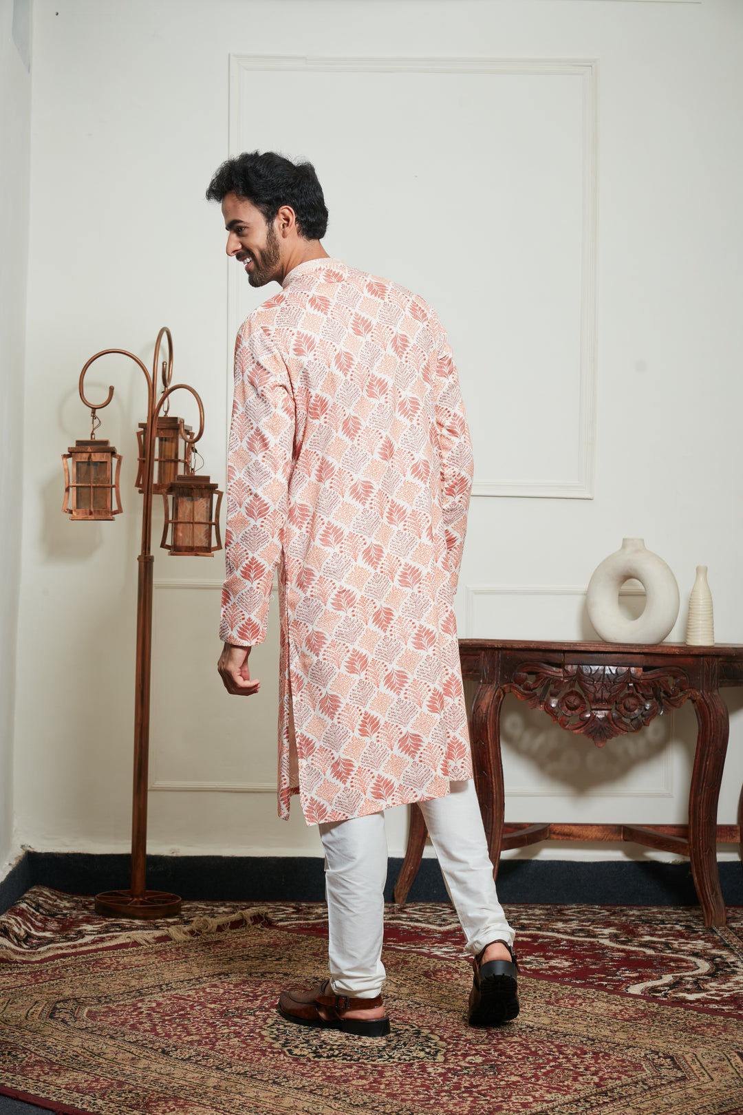 ORANGE FLORAL PRINTED KURTA SET