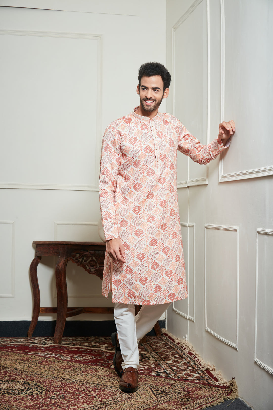 ORANGE FLORAL PRINTED KURTA SET