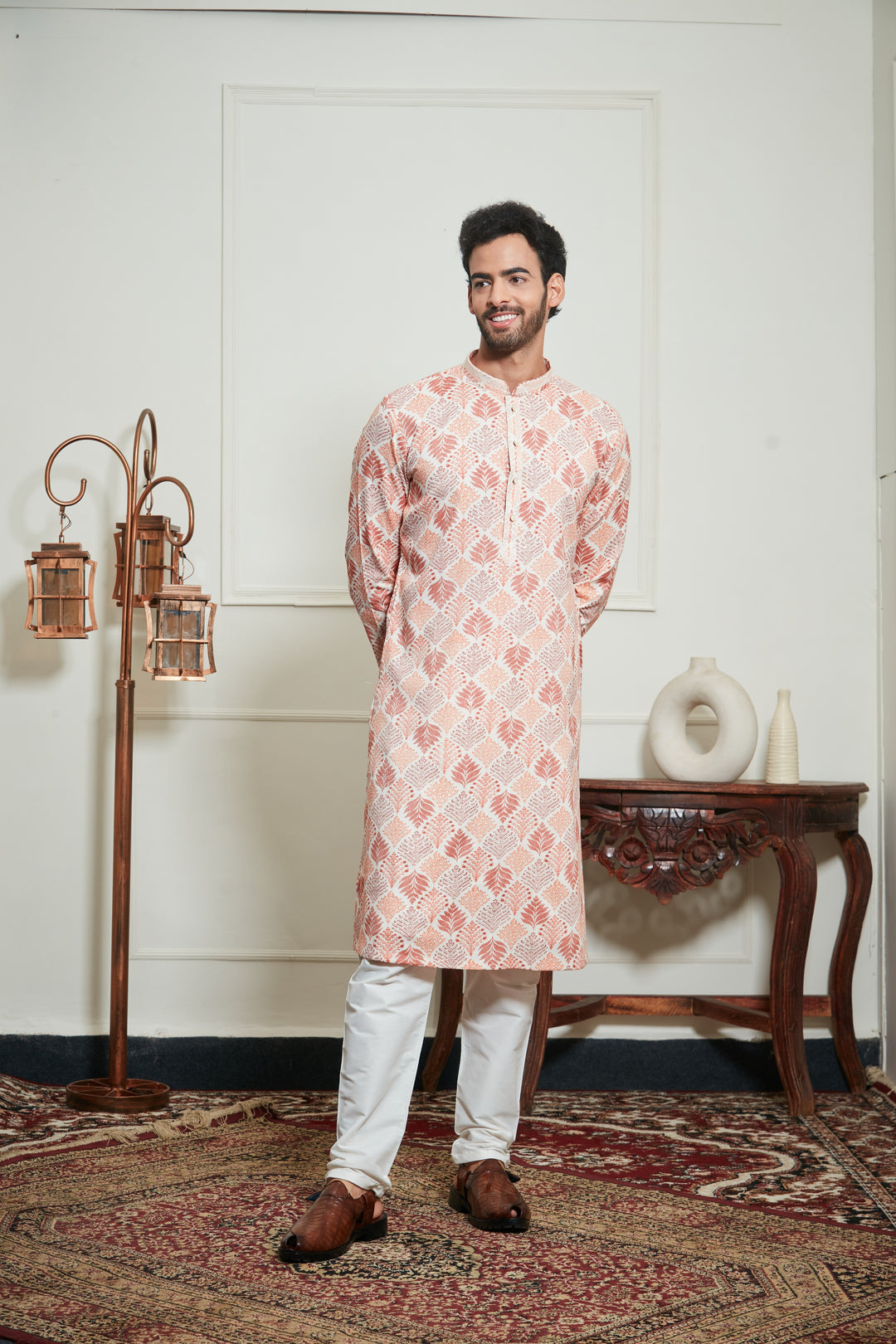 ORANGE FLORAL PRINTED KURTA SET