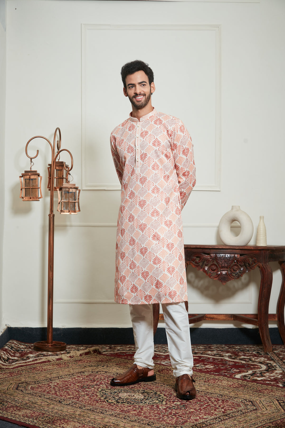 ORANGE FLORAL PRINTED KURTA SET