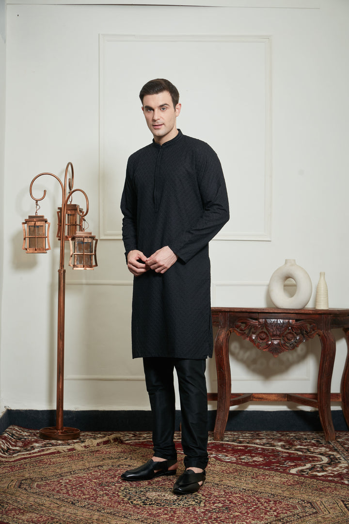 BLACK CHIKANKARI KURTA SET