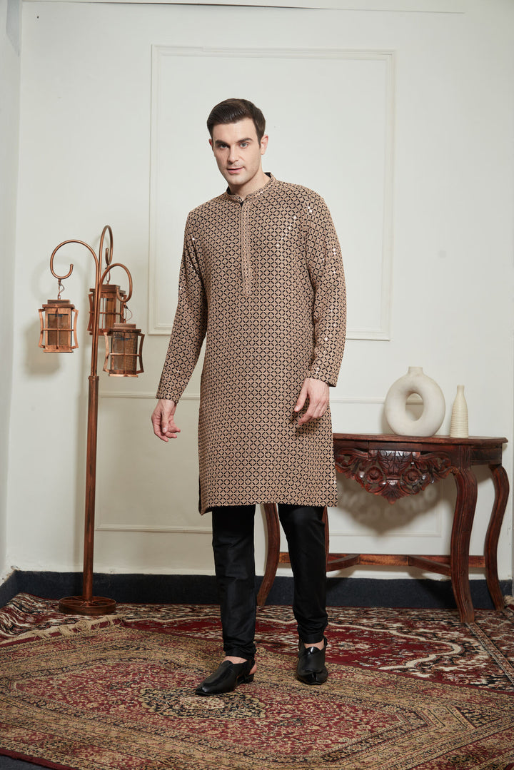 BLACK SEQUENCE KURTA SET