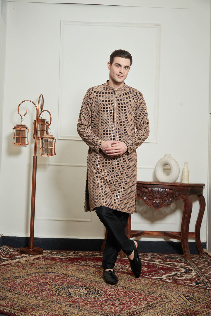BLACK SEQUENCE KURTA SET