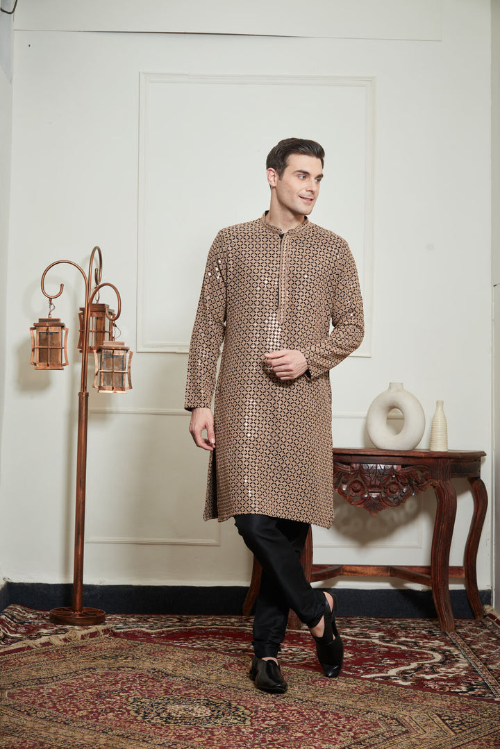BLACK SEQUENCE KURTA SET