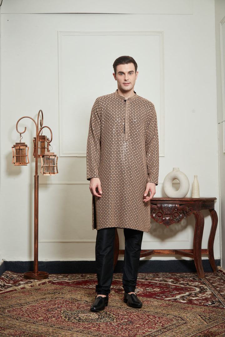 BLACK SEQUENCE KURTA SET
