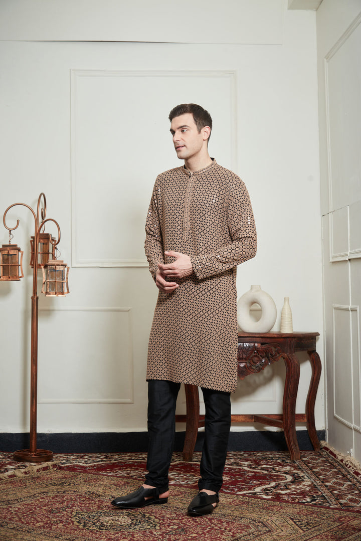BLACK SEQUENCE KURTA SET