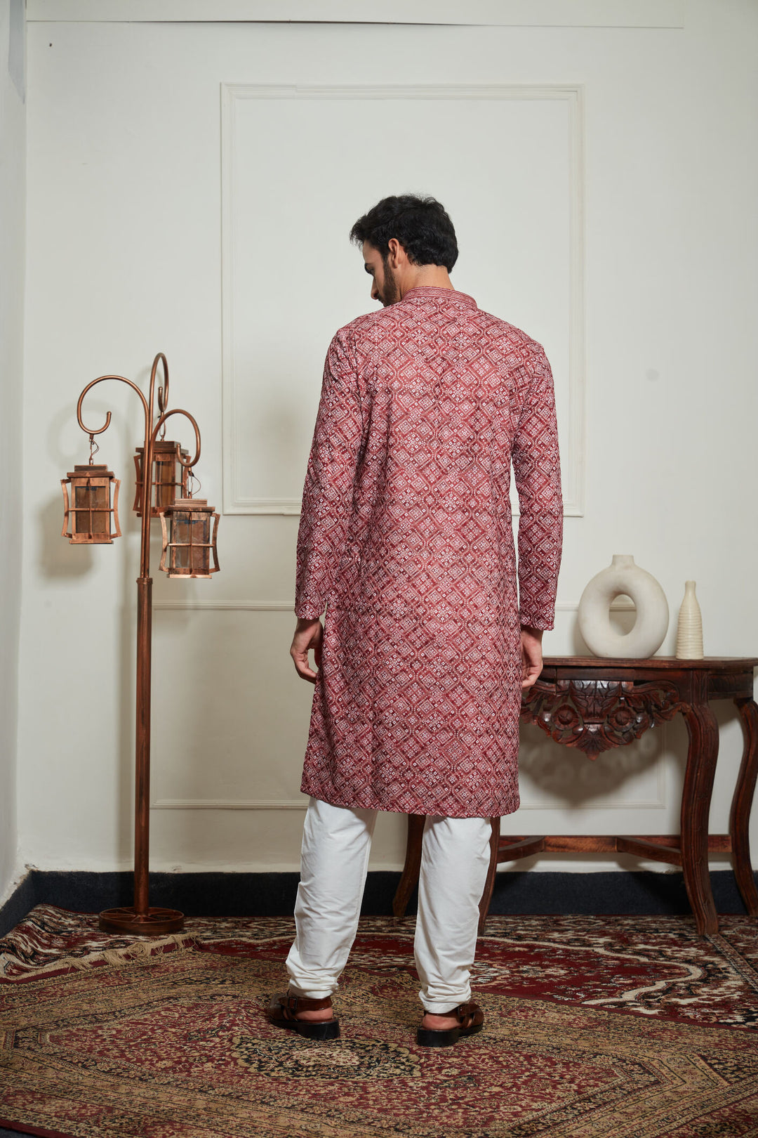 MAROON BANDHANI KURTA SET
