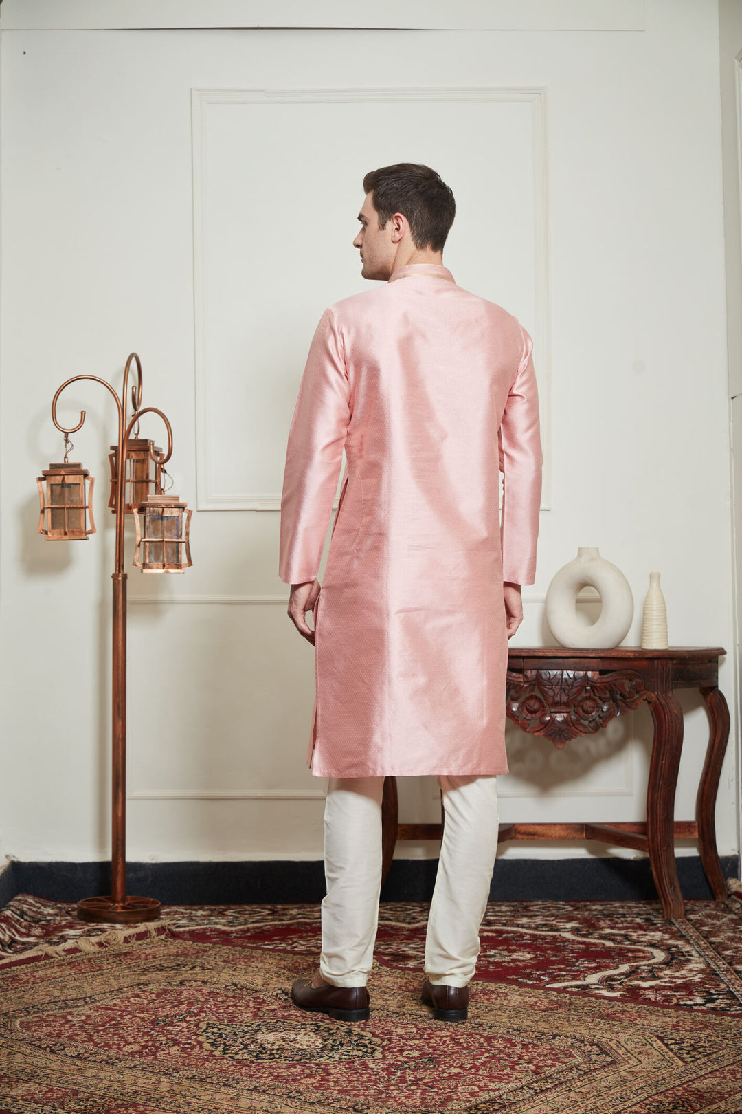 PINK BROCADE KURTA SET