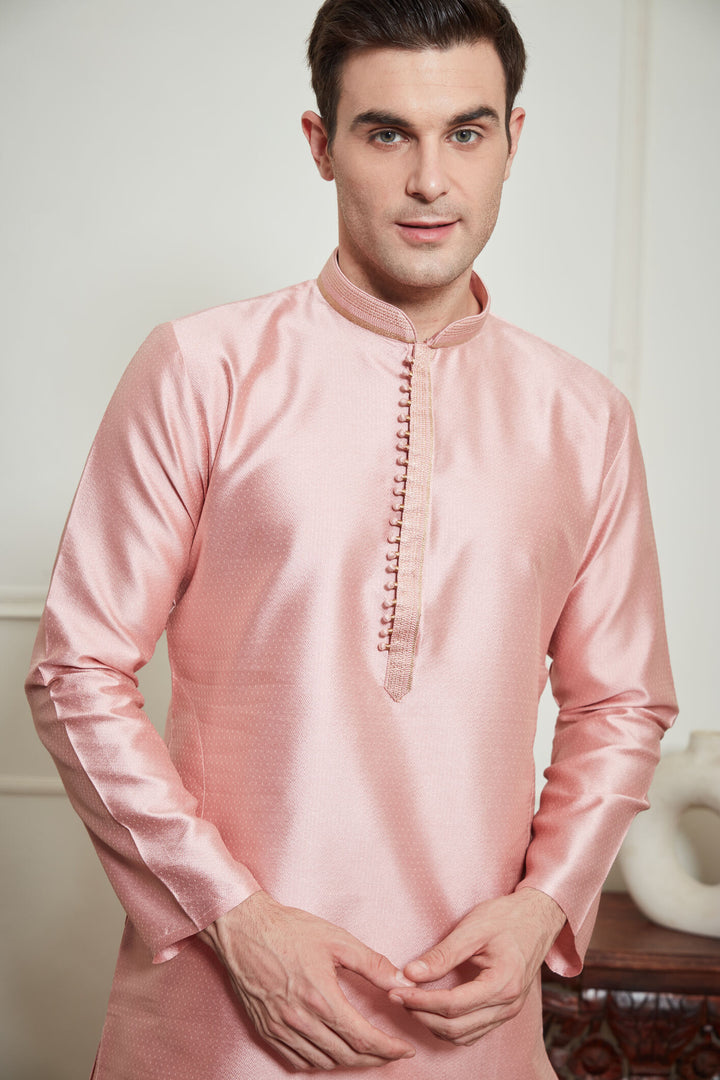 PINK BROCADE KURTA SET