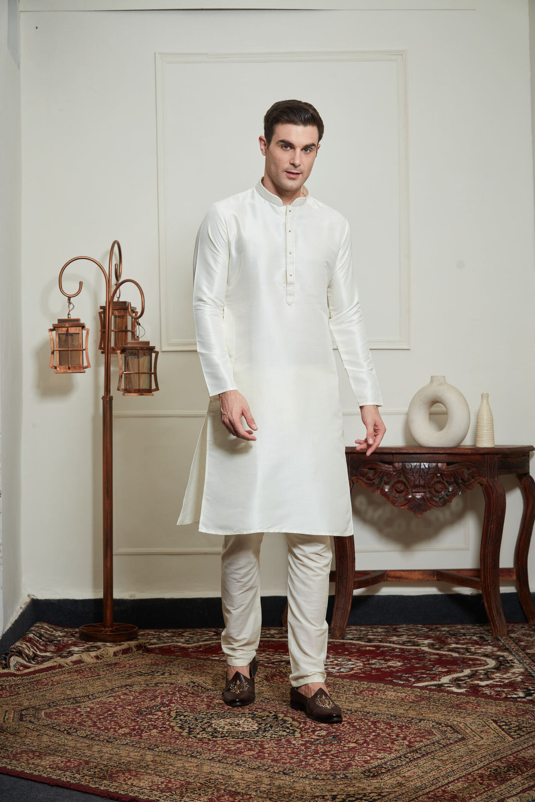 CREAM SILK KURTA SET