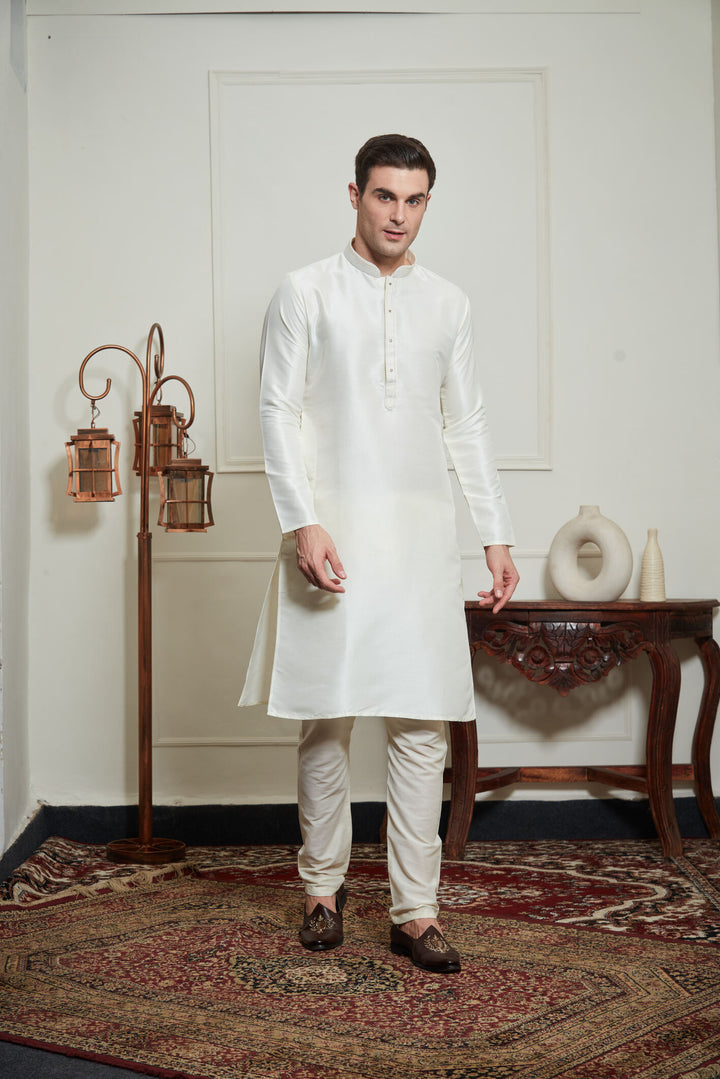 CREAM SILK KURTA SET