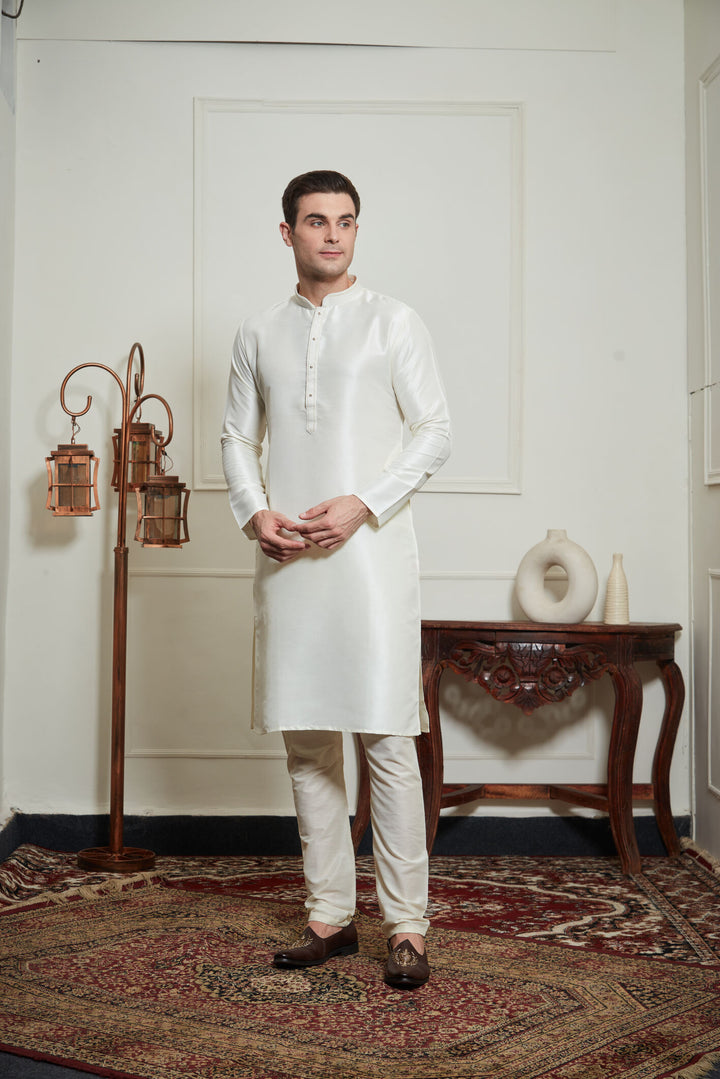 CREAM SILK KURTA SET
