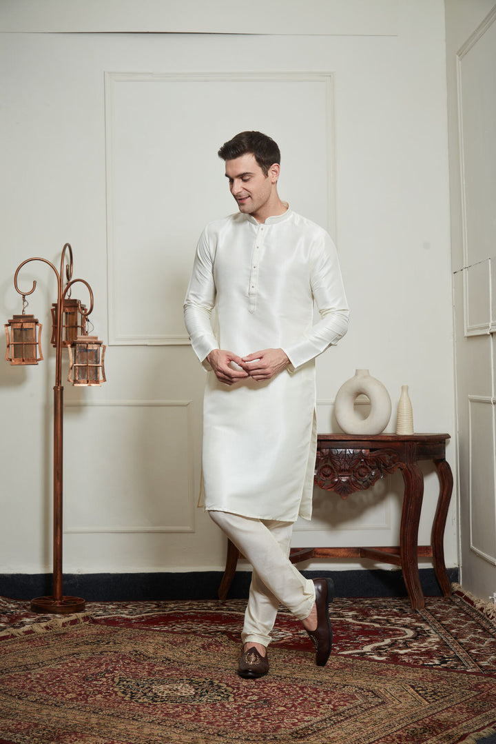 CREAM SILK KURTA SET