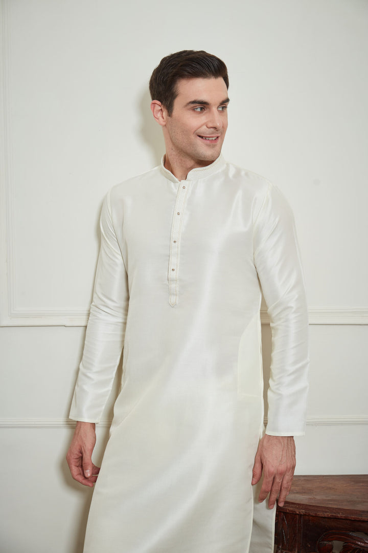 CREAM SILK KURTA SET