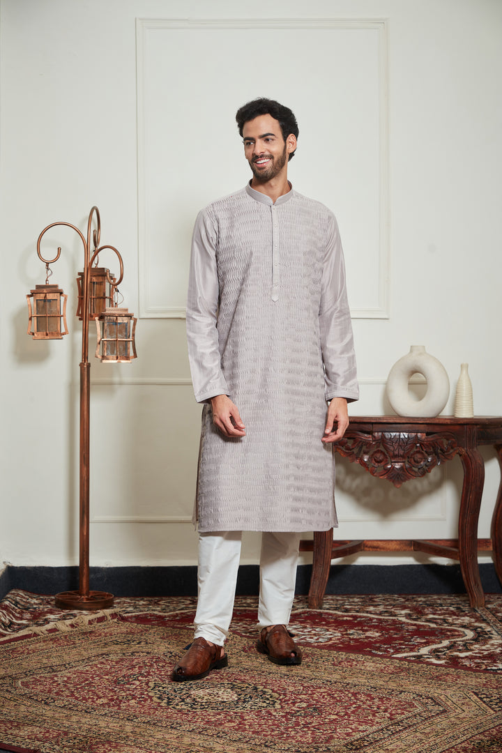 GREY WRINKLED KURTA SET