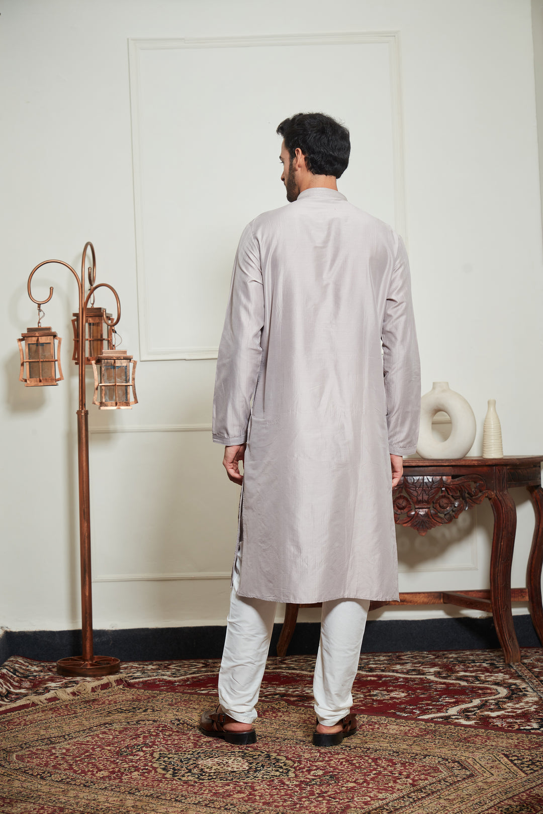 GREY WRINKLED KURTA SET