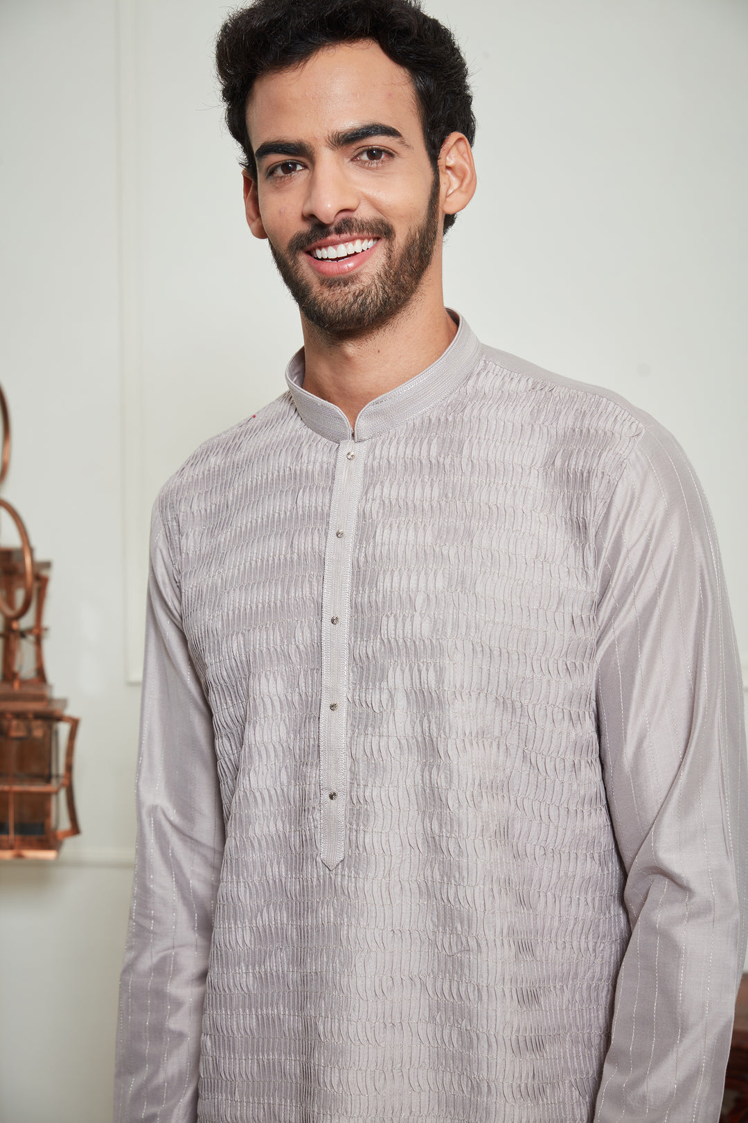 GREY WRINKLED KURTA SET
