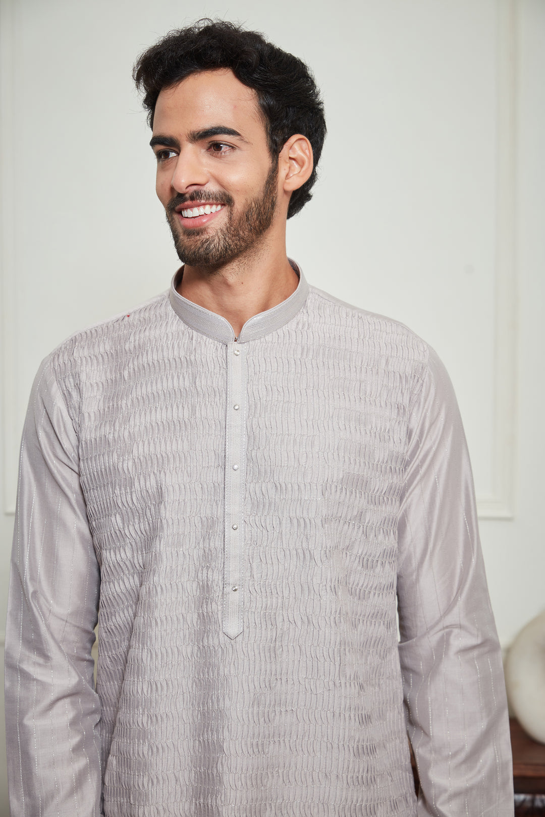 GREY WRINKLED KURTA SET