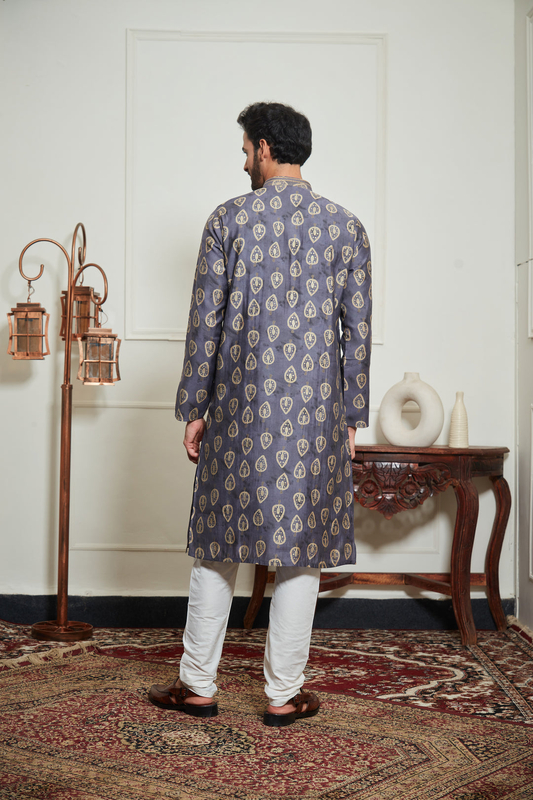 NAVY PRINTED KURTA  SET