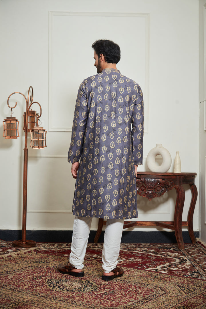 NAVY PRINTED KURTA  SET