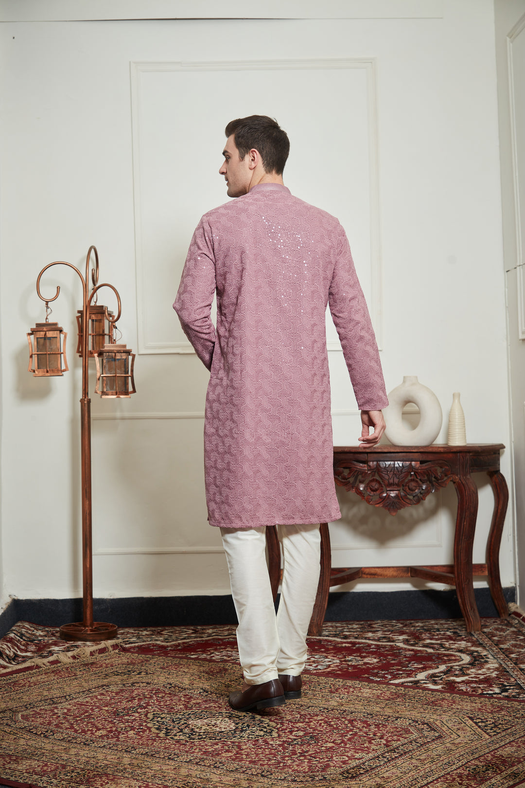 LAVENDER CHIKANKARI KURTA SET