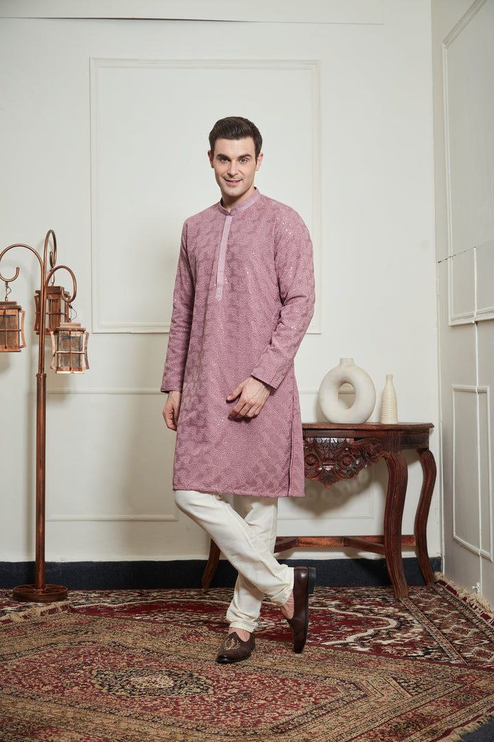 LAVENDER CHIKANKARI KURTA SET