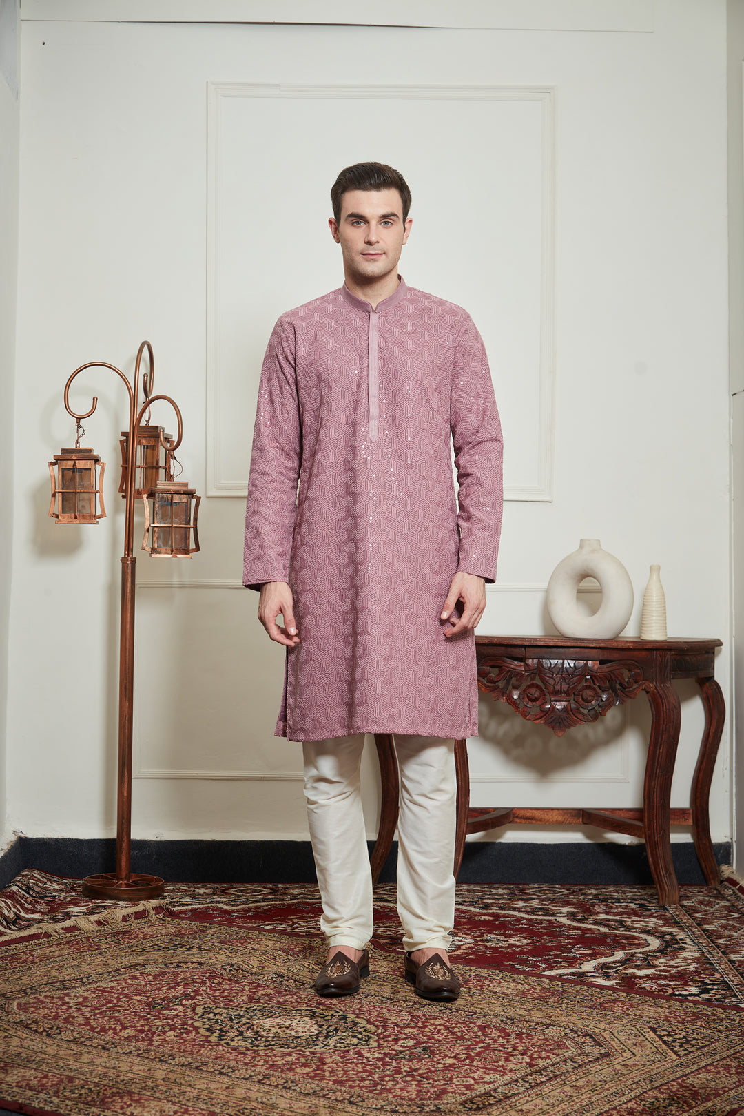 LAVENDER CHIKANKARI KURTA SET