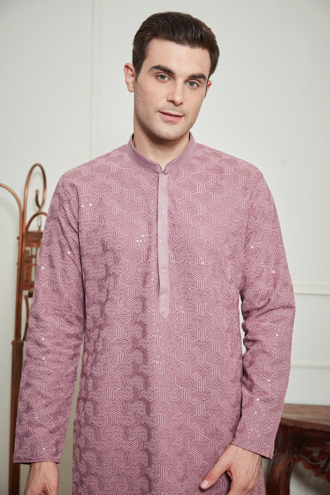LAVENDER CHIKANKARI KURTA SET