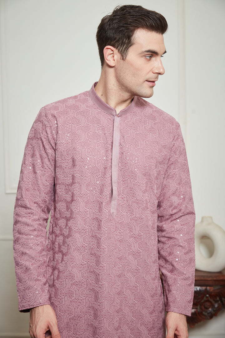LAVENDER CHIKANKARI KURTA SET