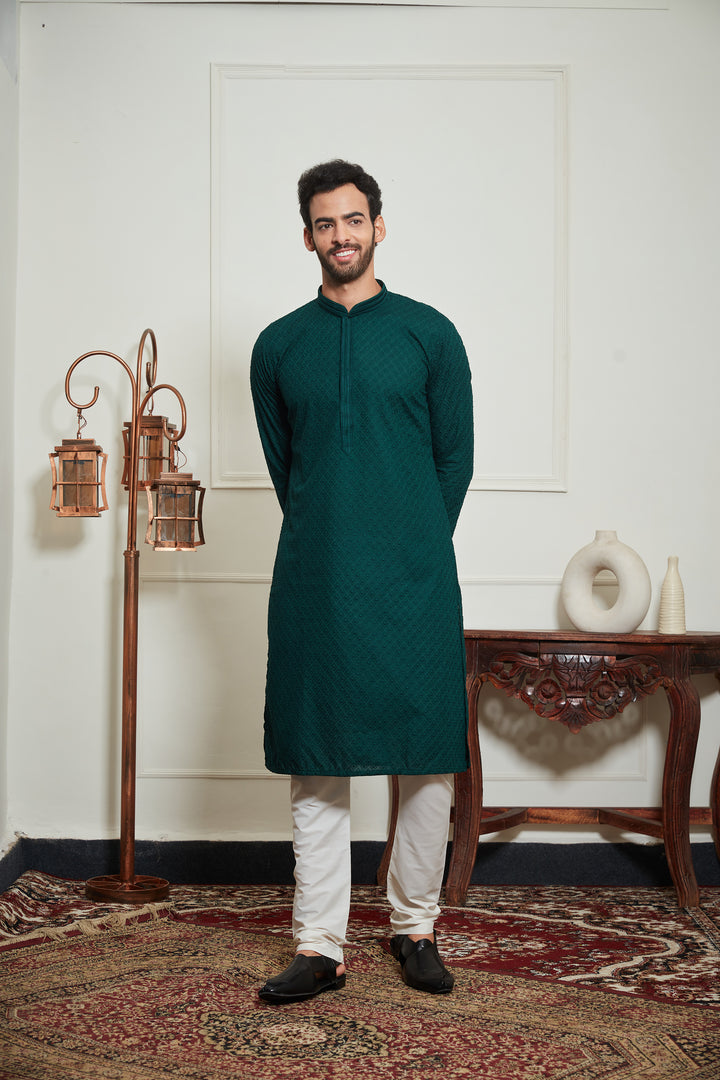 GREEN SEQUENCE KURTA SET