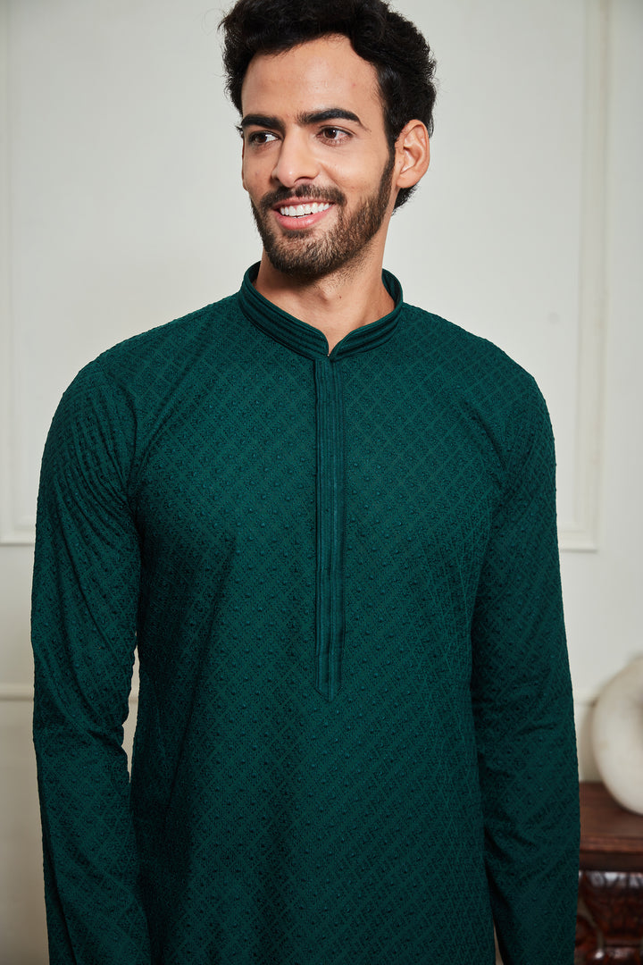 GREEN SEQUENCE KURTA SET