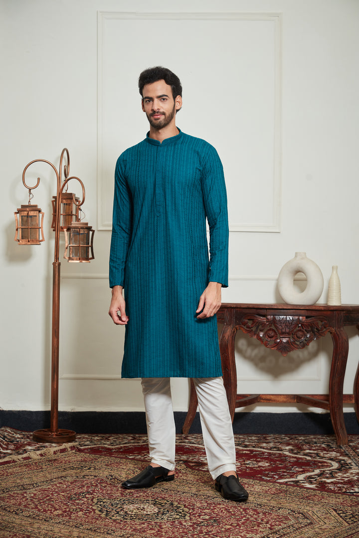 BLUE CHIKANKARI KURTA SET